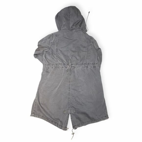 BY ANTHROPOLOGIE Women’s Gray Quilted-Liner Hooded Long Utility Jacket XS - Picture 3 of 9